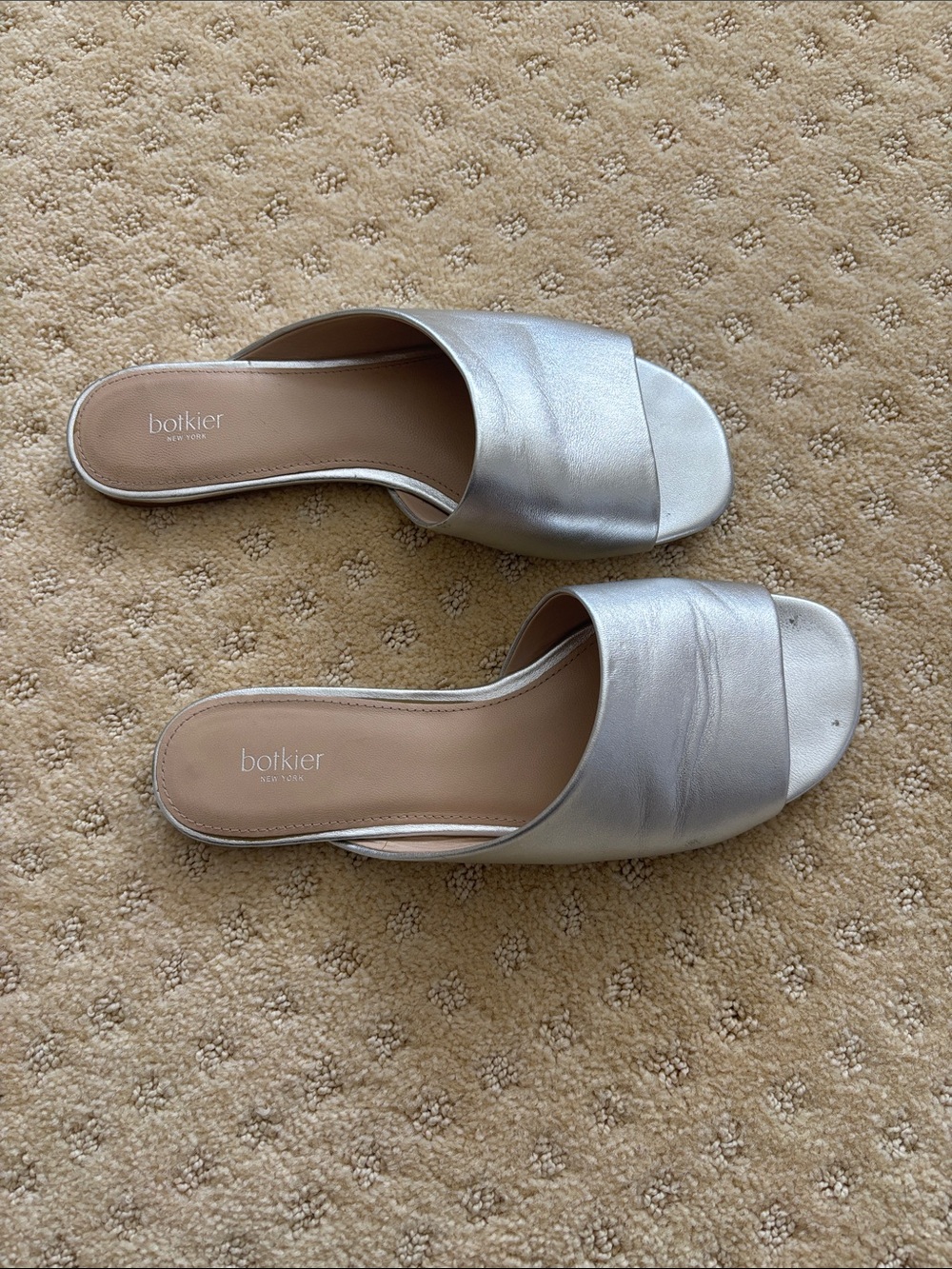 Botkier Silver Metallic Leather Slides